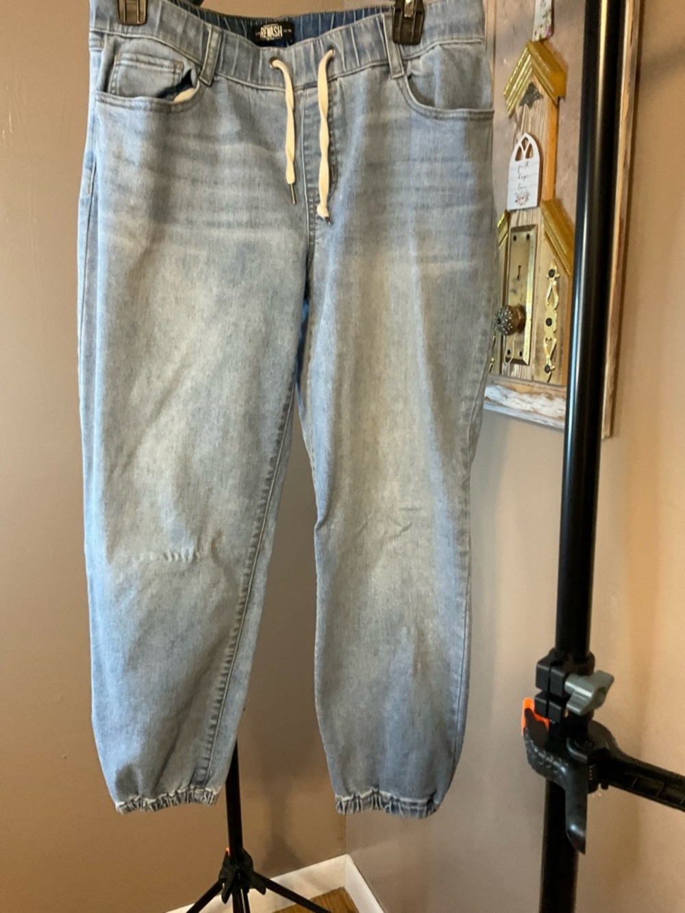 Umgee Light Blue Jogger Jeans with Drawstring